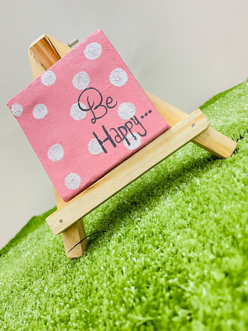 Be Happy - Polka Dot Mini Canvas Painting