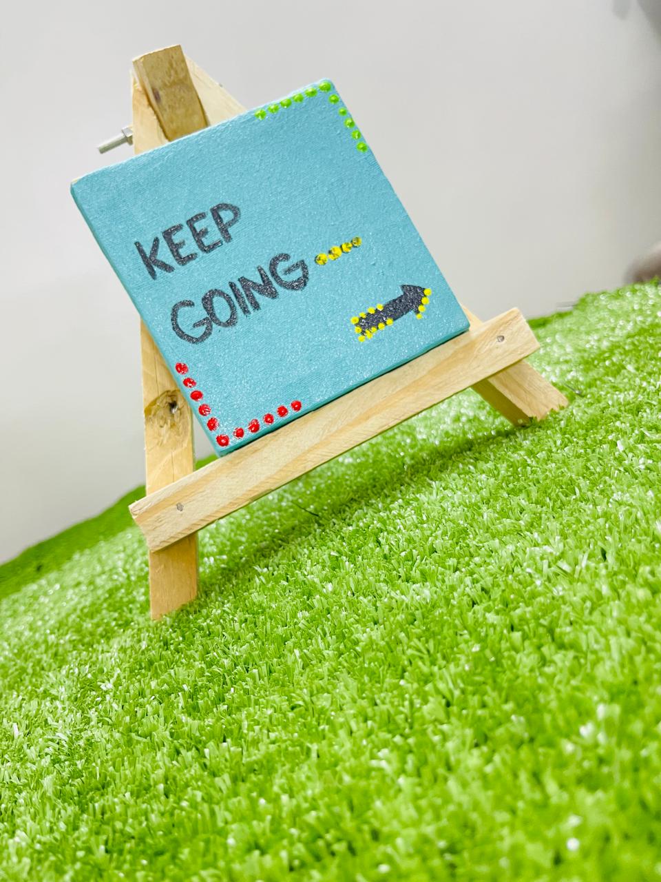Blue 'Keep Going' Mini Canvas with Arrow Design