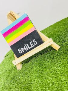 Bright "SMILES" Mini Canvas Painting with Easel