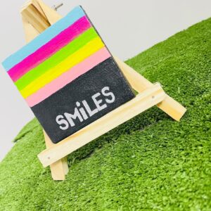 Bright "SMILES" Mini Canvas Painting with Easel