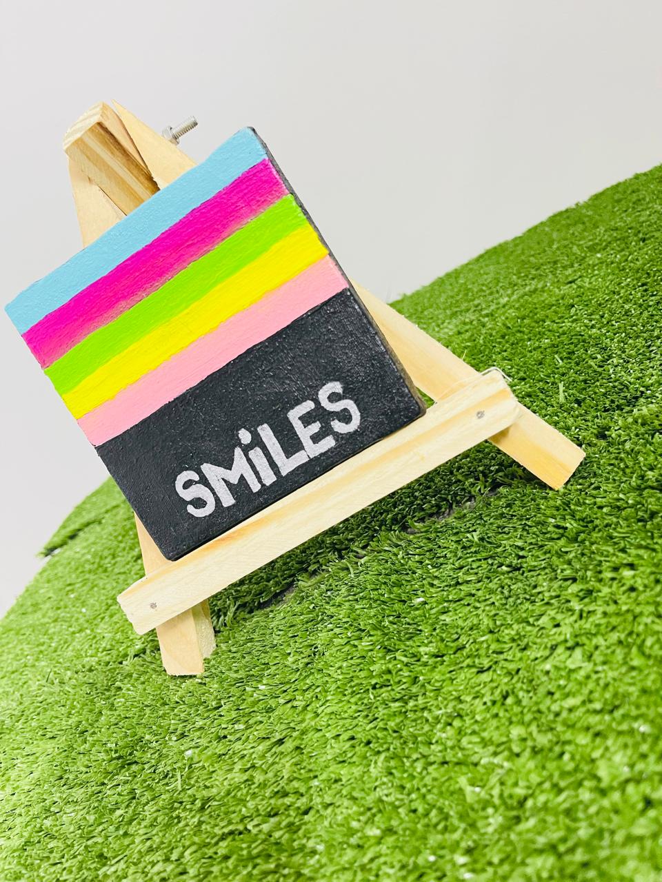 Bright "SMILES" Mini Canvas Painting with Easel