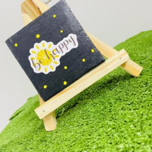 "Be Happy" Lemon Mini Canvas Painting with Easel