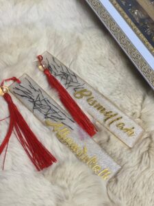 (Pack of 2 )Handmade Islamic Resin Bookmarks - 'Bismillah & Alhamdulillah' Set