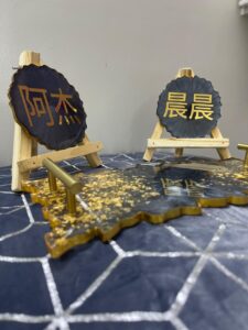 (Pack of 2) Personalized Resin Coaster with Wooden Frame Set