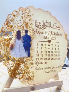 Personalized Photo & Calendar Resin Plaque | Islamic Wedding Gift