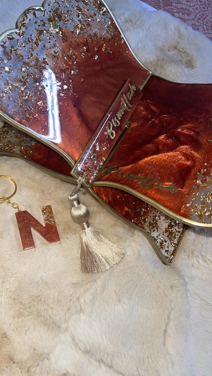 Artisan Rehal and Bookmark Set with "Bismillah" Inscription